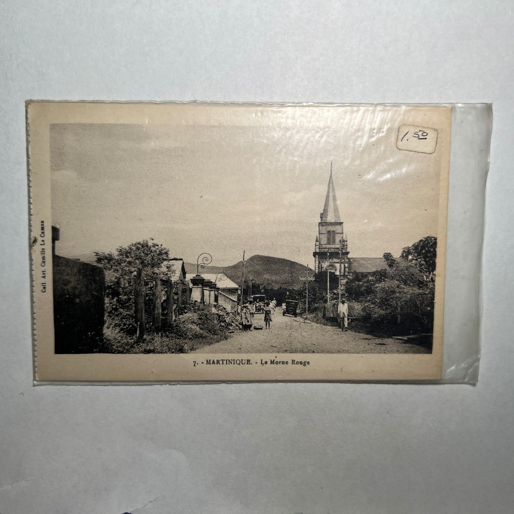 1920s RPPC Martinique Morne Rouge Postcard Church St Scene Indies Real Photo ATQ